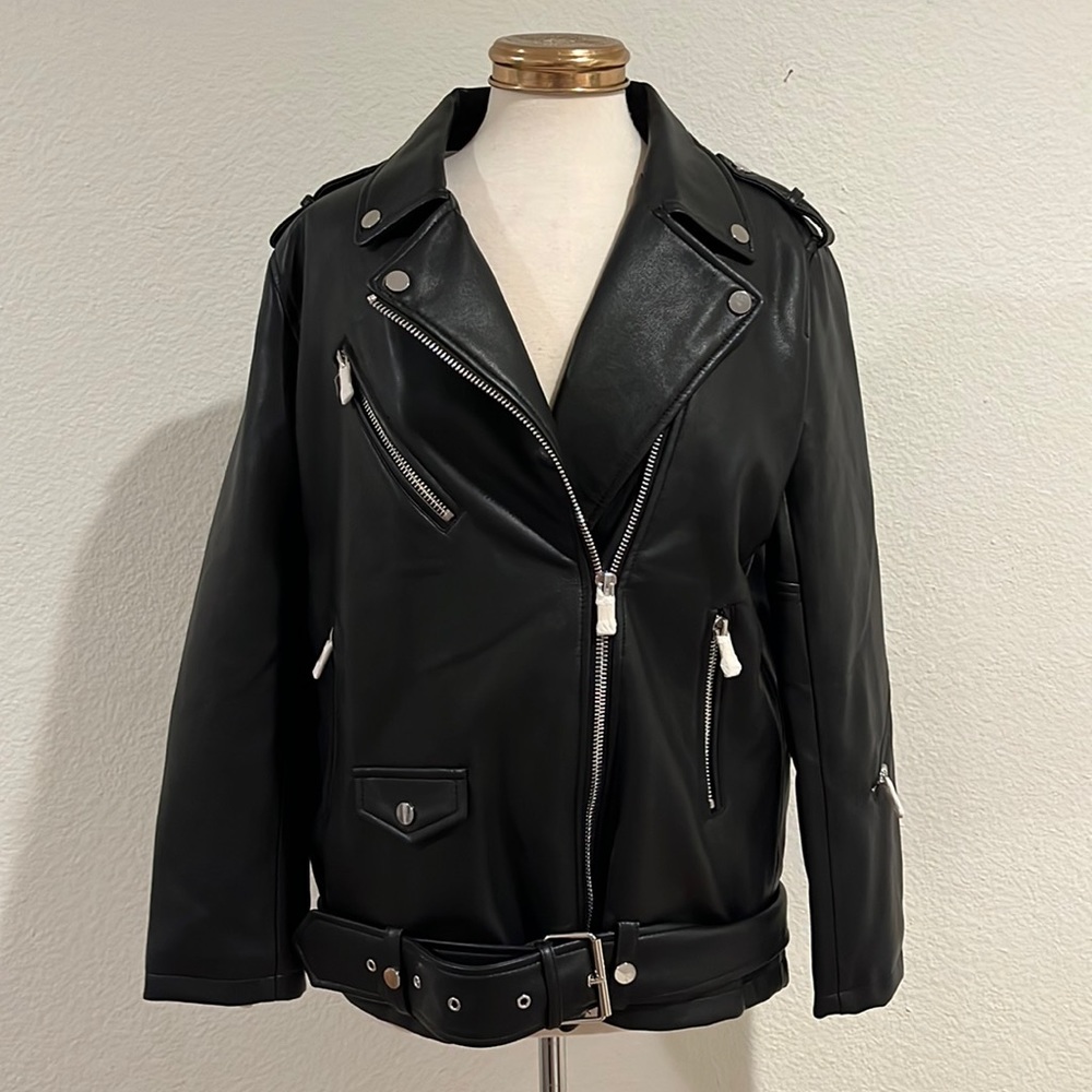 Mango MNG (NWOT) | Vegan Faux Leather Biker Moto Oversized Jacket